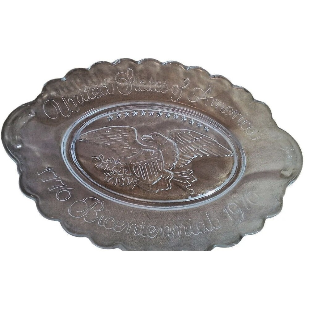 United States Of America Glass Platter 1776 bicentennial Collectible